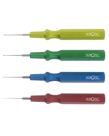 Horotec 17.004-04 - Assortiment de 4 piques-huile à têtes interchangeables avec manche en aluminium