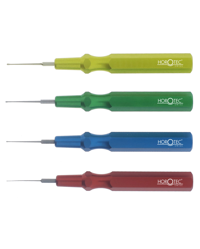 Horotec 17.004-04 - Assortiment de 4 piques-huile à têtes interchangeables avec manche en aluminium