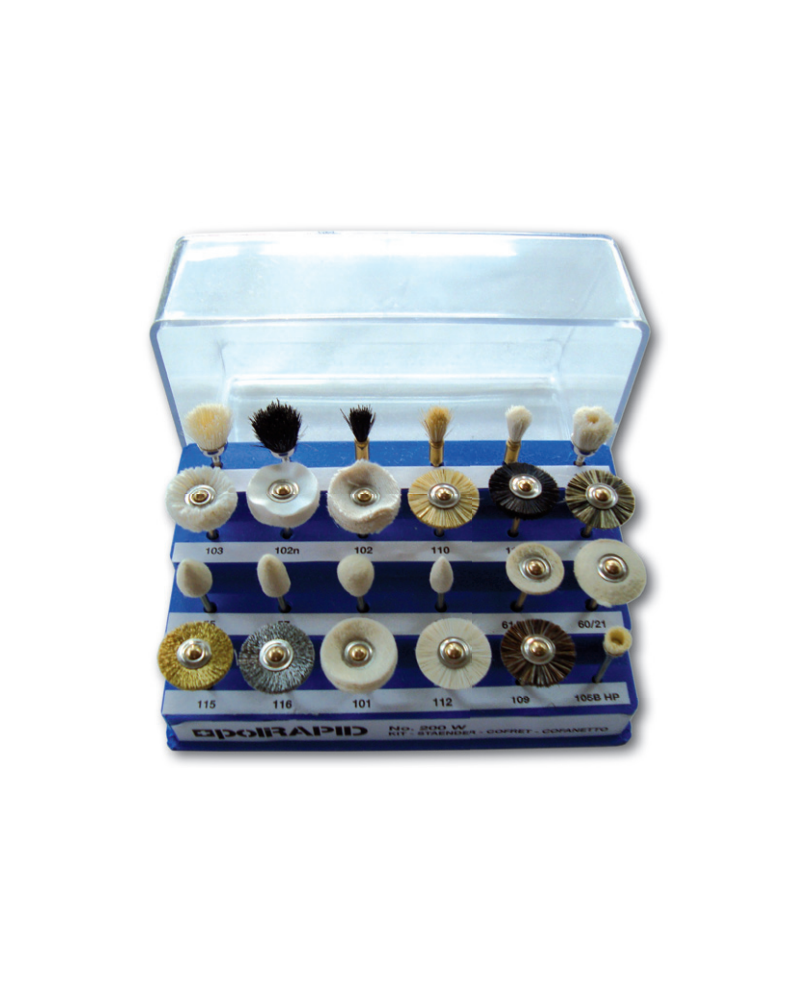 POLIRAPID – Ensemble 18 brosses polissage avec support