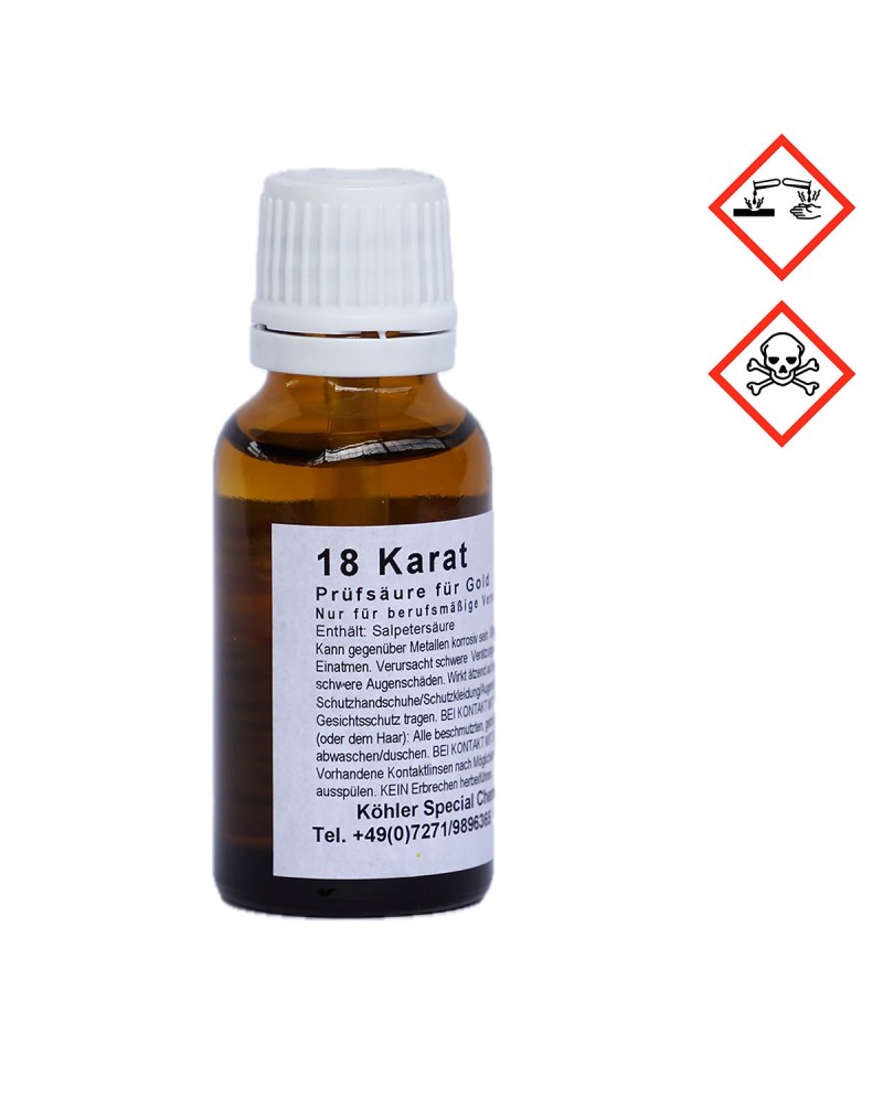 Acide de test pour or 18 carats – 20 ml