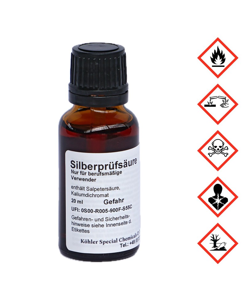Acide de test pour argent – 20 ml