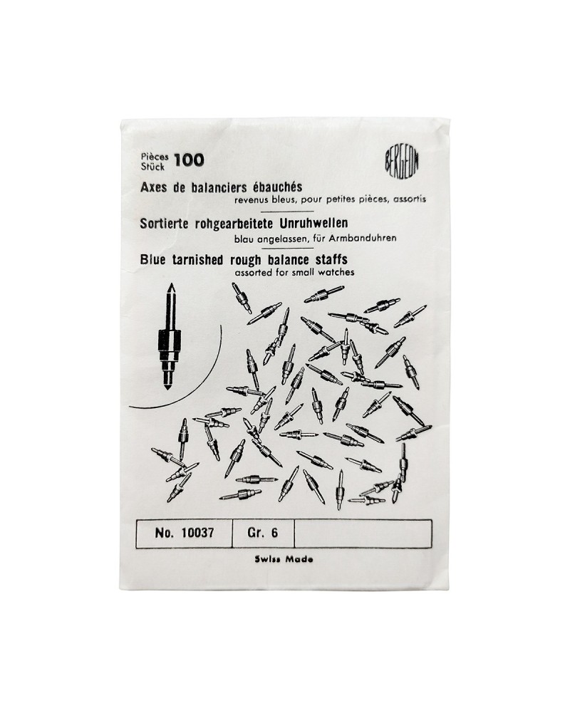BERGEON 10037-100 – Axes de balanciers ébauchés revenus bleus pour petites pièces