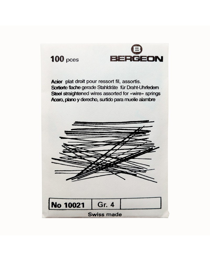 BERGEON 10021-100 – Tiges en acier plat droit pour ressort-fil assorties