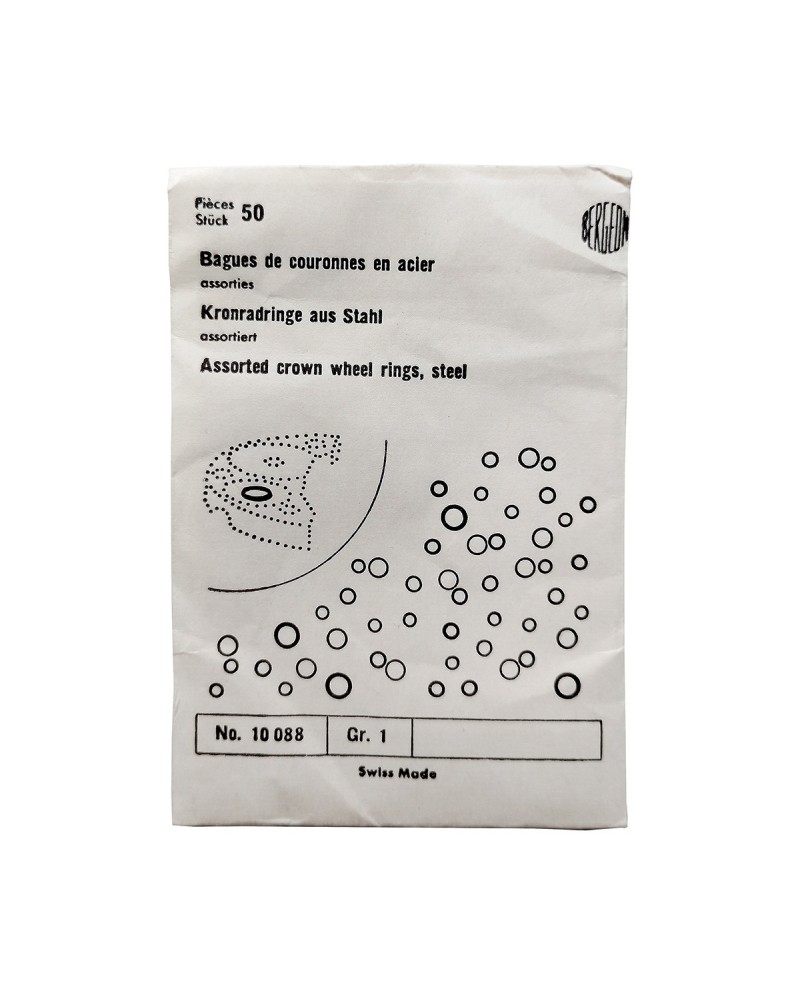 BERGEON 10088-50 – Bagues de couronnes en acier assorties