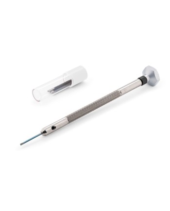 VOH – Tournevis d'horloger en acier inoxydable avec tête en aluminium, tube et 2 lames de rechange