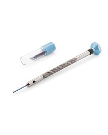 VOH – Tournevis d'horloger en acier inoxydable avec tête en aluminium, tube et 2 lames de rechange