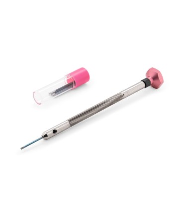 VOH – Tournevis d'horloger en acier inoxydable avec tête en aluminium, tube et 2 lames de rechange