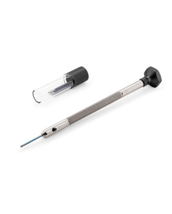 VOH – Tournevis d'horloger en acier inoxydable avec tête en aluminium, tube et 2 lames de rechange