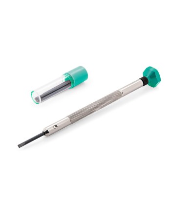 VOH – Tournevis d'horloger en acier inoxydable avec tête en aluminium, tube et 2 lames de rechange
