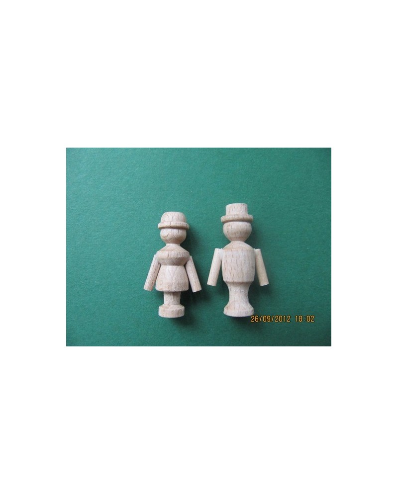 Personnages en bois pour horloge coucou – Lot de 2