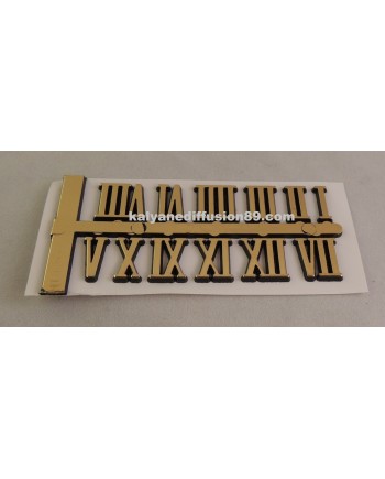 PASSION HORLOGERIE – Jeu de 12 chiffres romains dorés à coller