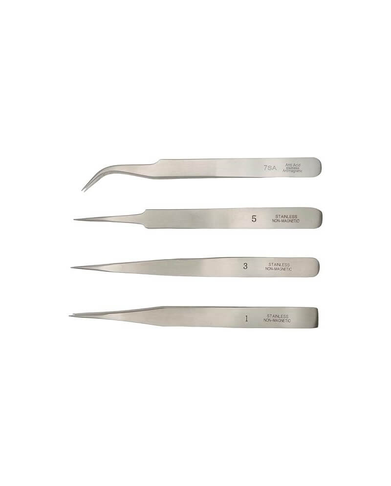 ECO – Assortiment de 4 brucelles N°1 N°3 N°5 N°7