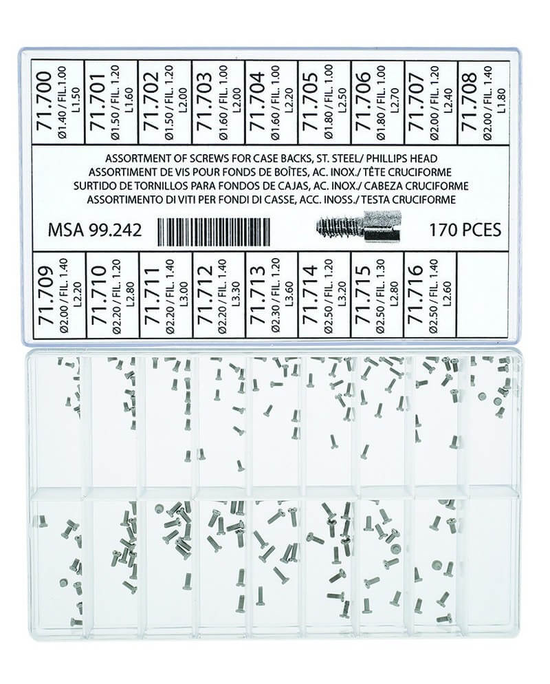 HOROTEC - Assortiment vis fonds boîtes inox cruciformes