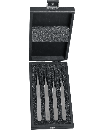 HOROTEC 12.383 - Coffret bois 4 brucelles acier 100