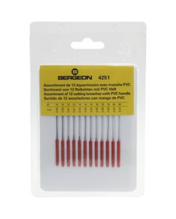 BERGEON 4251 – Assortiment 12 équarrissoirs manches PVC
