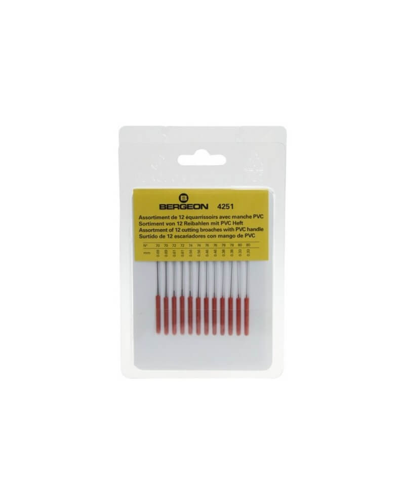 BERGEON 4251 – Assortiment 12 équarrissoirs manches PVC