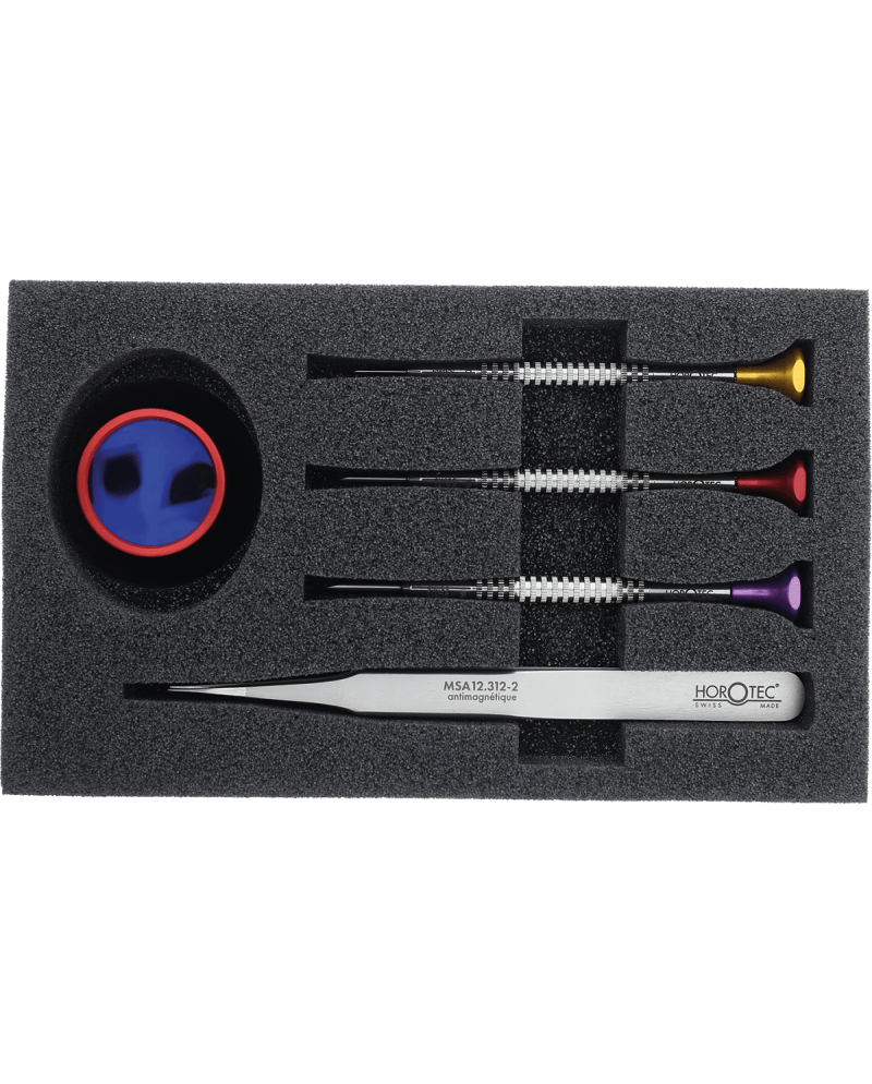 HOROTEC 98.018 - Kit outils loupe tournevis brucelles