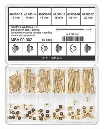 HOROTEC - Assortiment barrettes à vis dorées