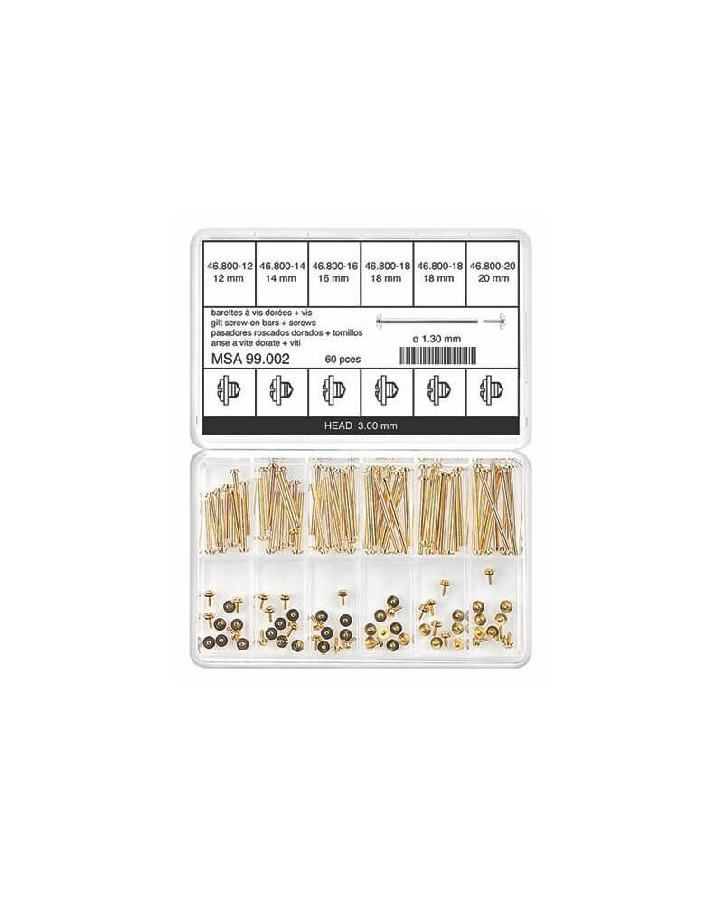 HOROTEC - Assortiment barrettes à vis dorées