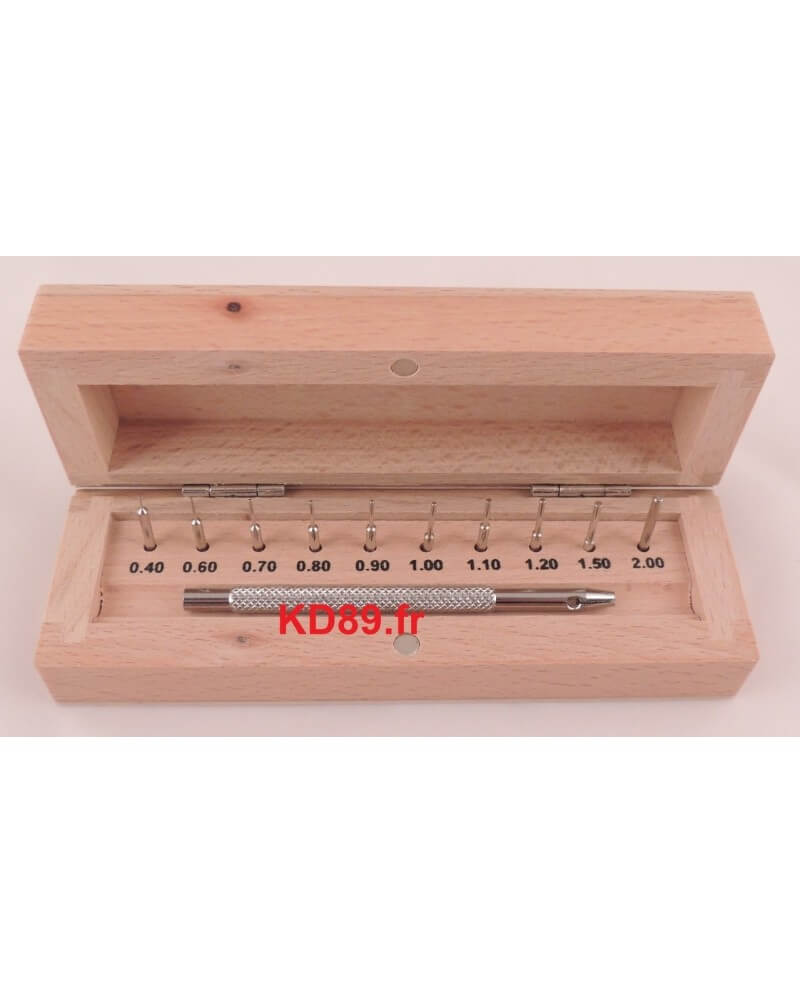 Coffret bois avec outil porte chasse-goupilles et 10 chasse-goupilles