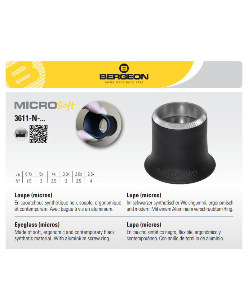 BERGEON 3611 – Loupe horloger caoutchouc alu