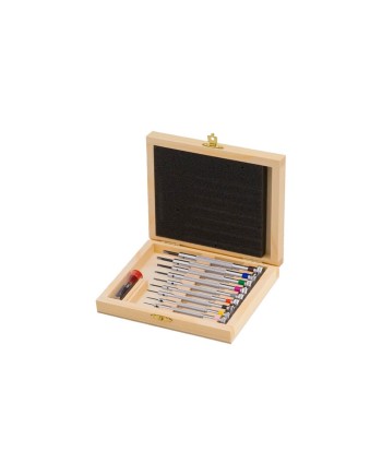 BECO 205940 – Coffret bois 9 tournevis horloger mèches rechange
