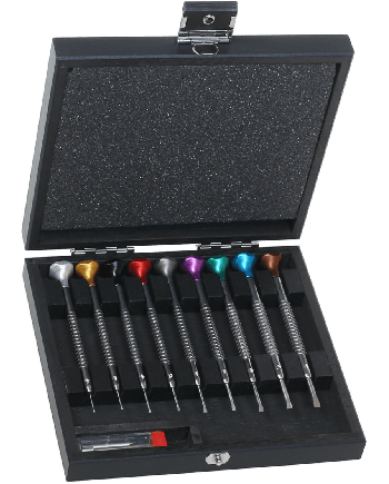 HOROTEC 01.218-A – Coffret bois 9 tournevis pro