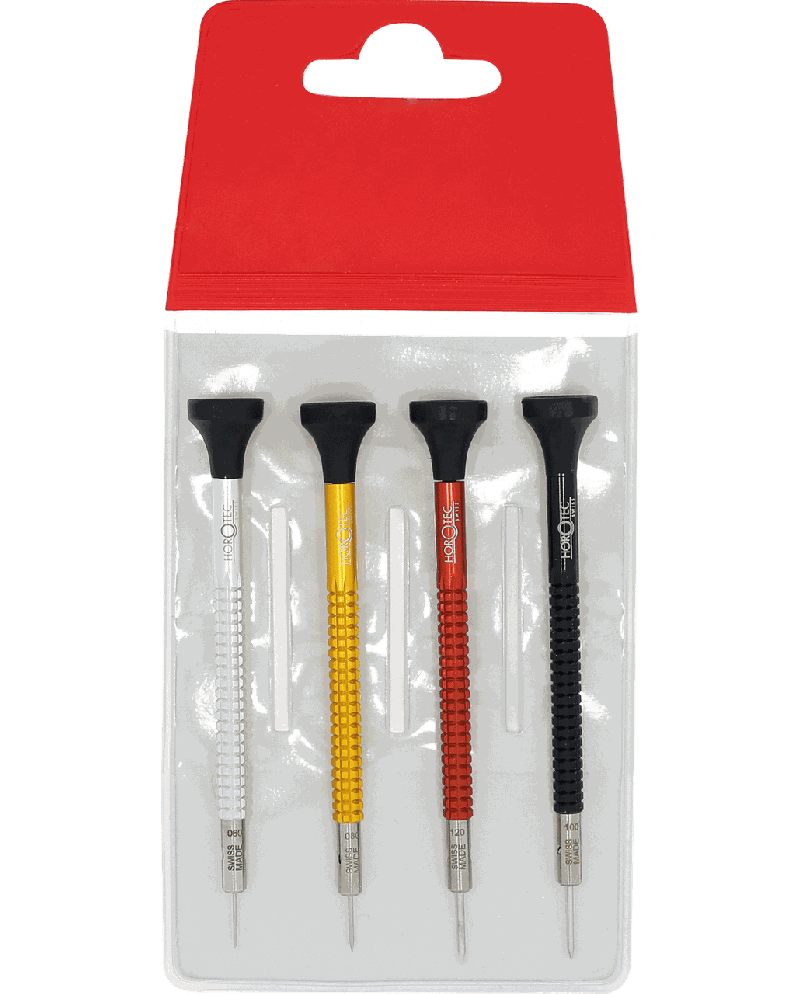 HOROTEC 01.020-G – Pochette 4 tournevis précis
