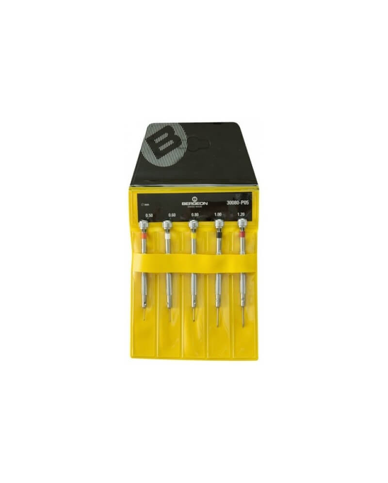 BERGEON 30080-P05 – Pochette 5 tournevis laiton