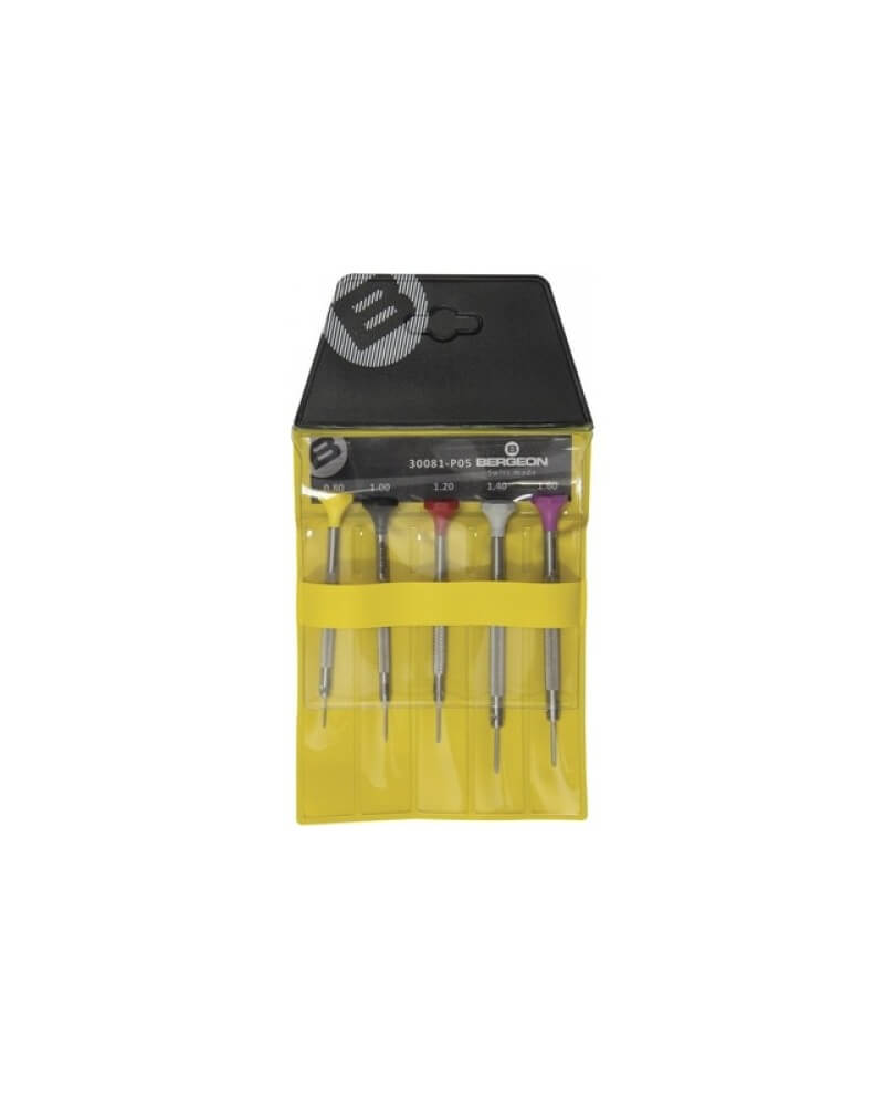 BERGEON 30081-P05 – Pochette 5 tournevis inox