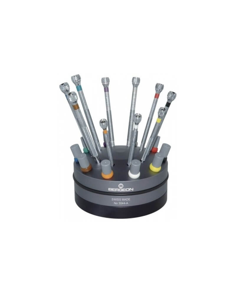 BERGEON 3044-A – Socle tournant 10 tournevis laiton