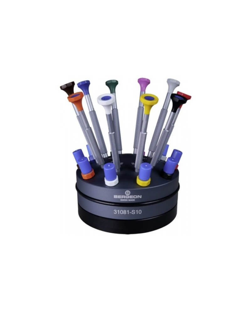 BERGEON 31081-S10 – Socle tournant 10 tournevis alu