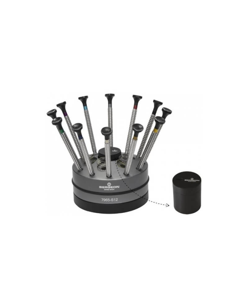 bergeon-7965-s12-socle-tournant-avec-12-tournevis-d-horloger-tork-speed