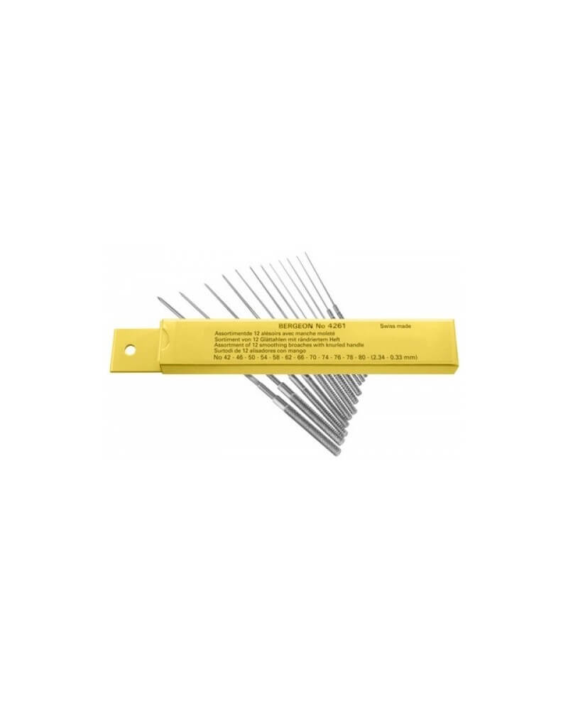 BERGEON 4261-P – Assortiment 12 alésoirs tube Ø0,30–2,30 mm