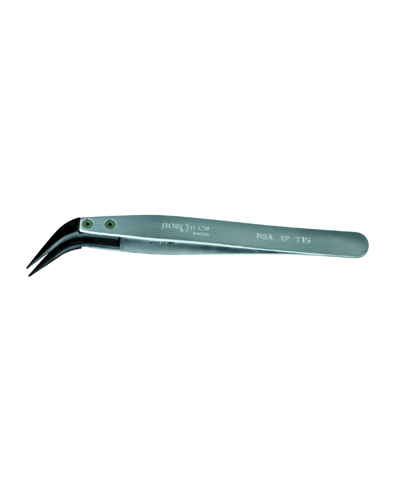 HOROTEC 12.715 – Brucelles aluminium embouts carbone pointes courbées fines