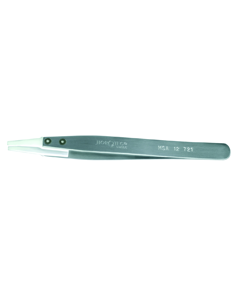 HOROTEC 12.721 – Brucelles aluminium embouts Delrin® pointes larges carrées