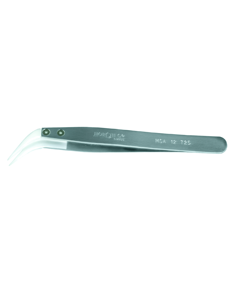 HOROTEC 12.725 – Brucelles aluminium embouts Delrin® pointes courbées fines