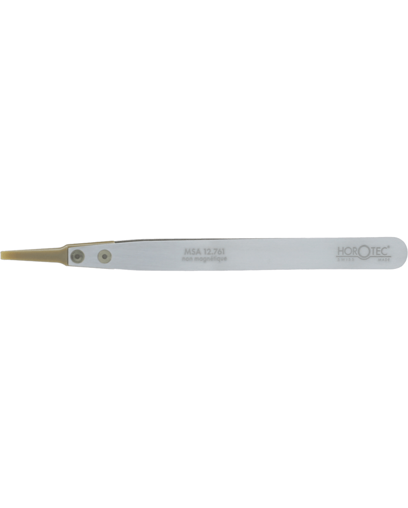 HOROTEC 12.761 – Brucelles aluminium embouts PEEK pointes larges carrées