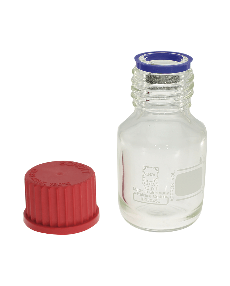 HOROTEC 17.317 – Flacon verre avec panier acier 50 ml