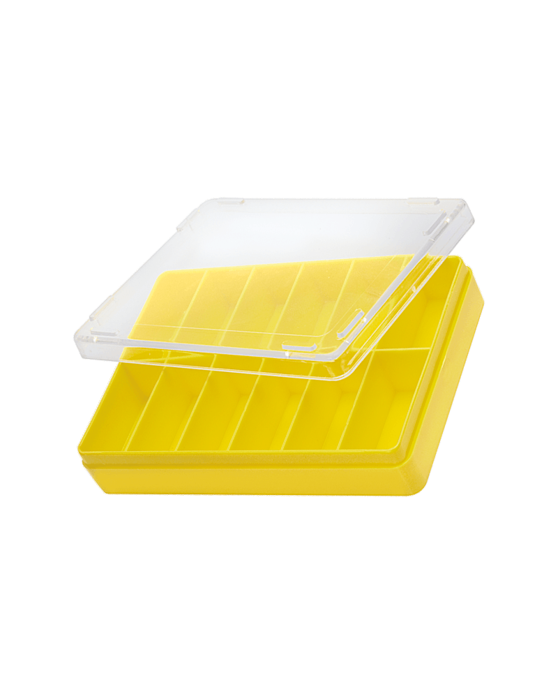HOROTEC 17.523 – Boîte plastique empilable 12 cases fond jaune