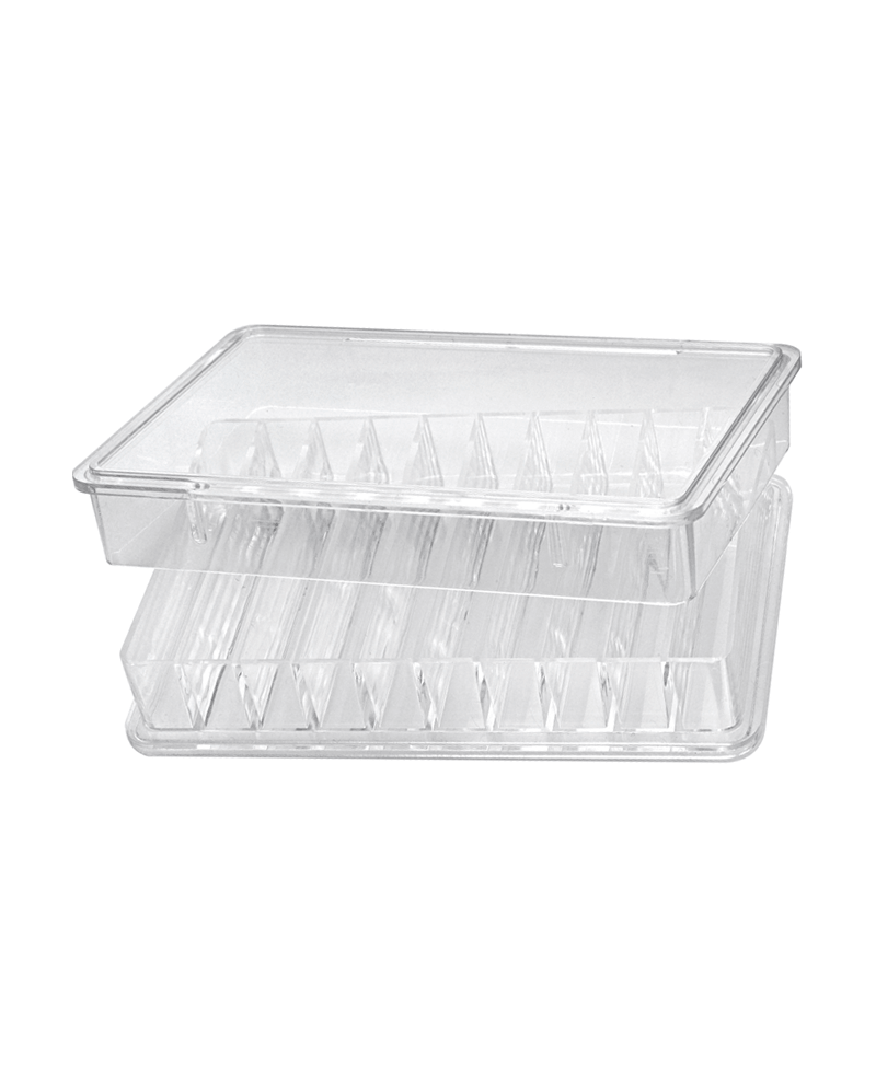 HOROTEC 17.509 – Boîte plastique empilable 10 cases transparente