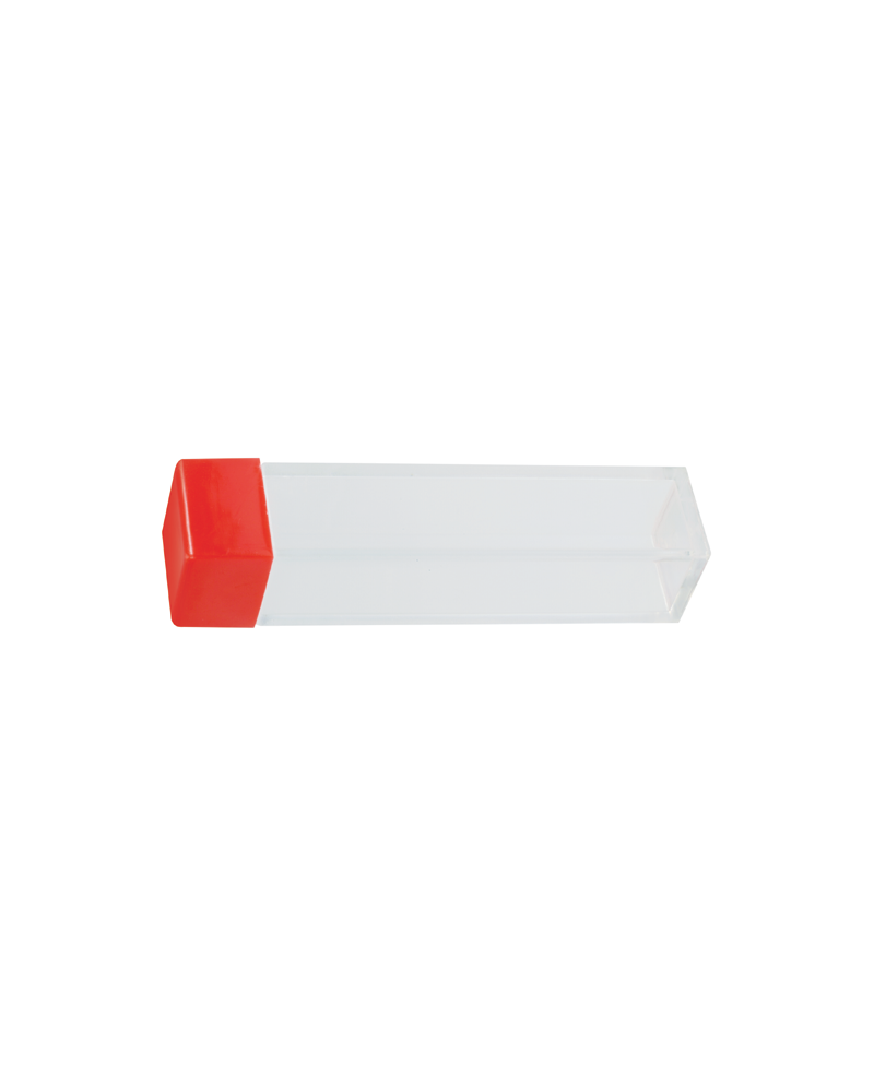 HOROTEC 17.537 – Tubes en plastique carrés avec fond transparent et couvercle rouge