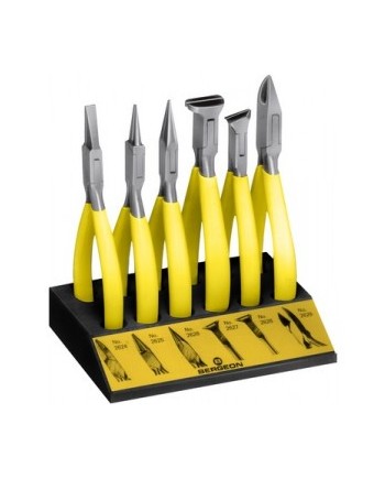 BERGEON 6283 & 6283-D – Assortiments 6 pinces sur socle bois