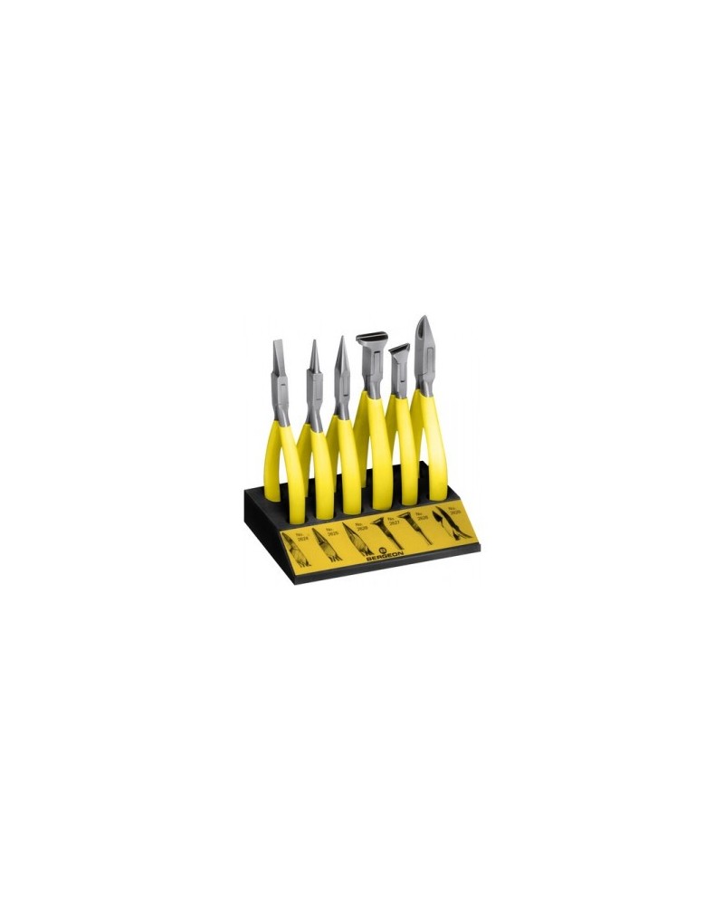 BERGEON 6283 & 6283-D – Assortiments 6 pinces sur socle bois
