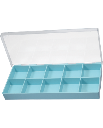 HOROTEC 17515 - Boîte 10 cases couvercle charnière