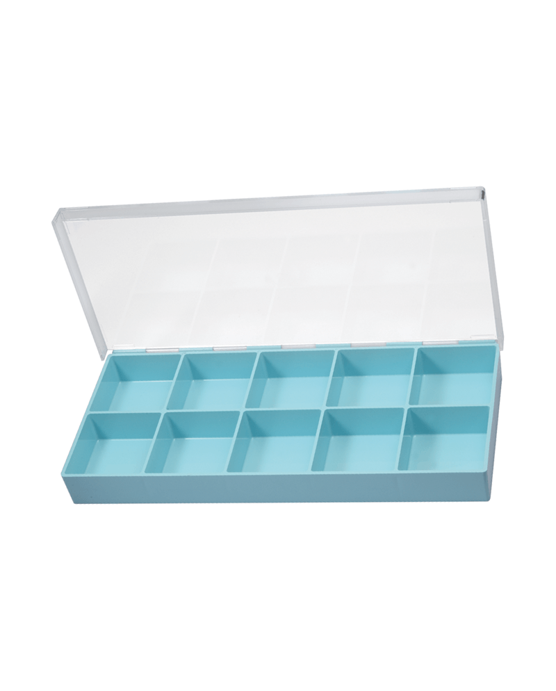 HOROTEC 17515 - Boîte 10 cases couvercle charnière