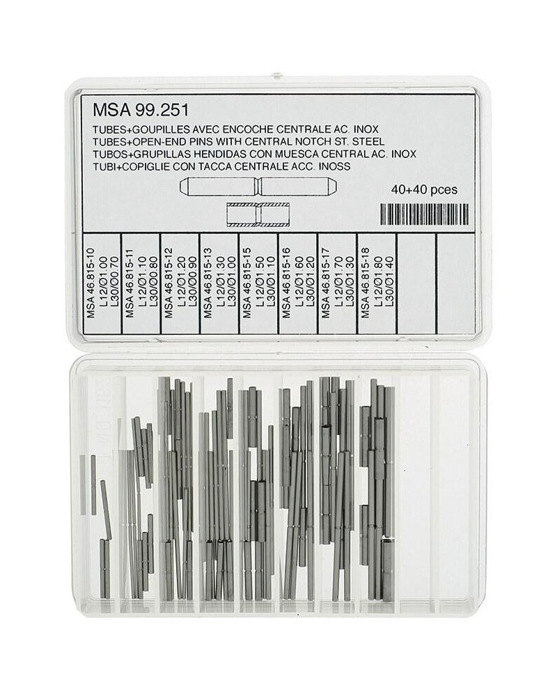 HOROTEC MSA 99.251 – Assortiment de tubes et goupilles avec encoche centrale