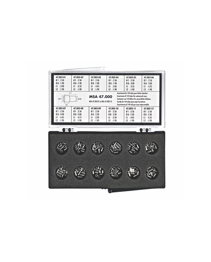 HOROTEC 47.000 - Assortiment de tubes inox pour boîtes étanches Ø 2,50 mm