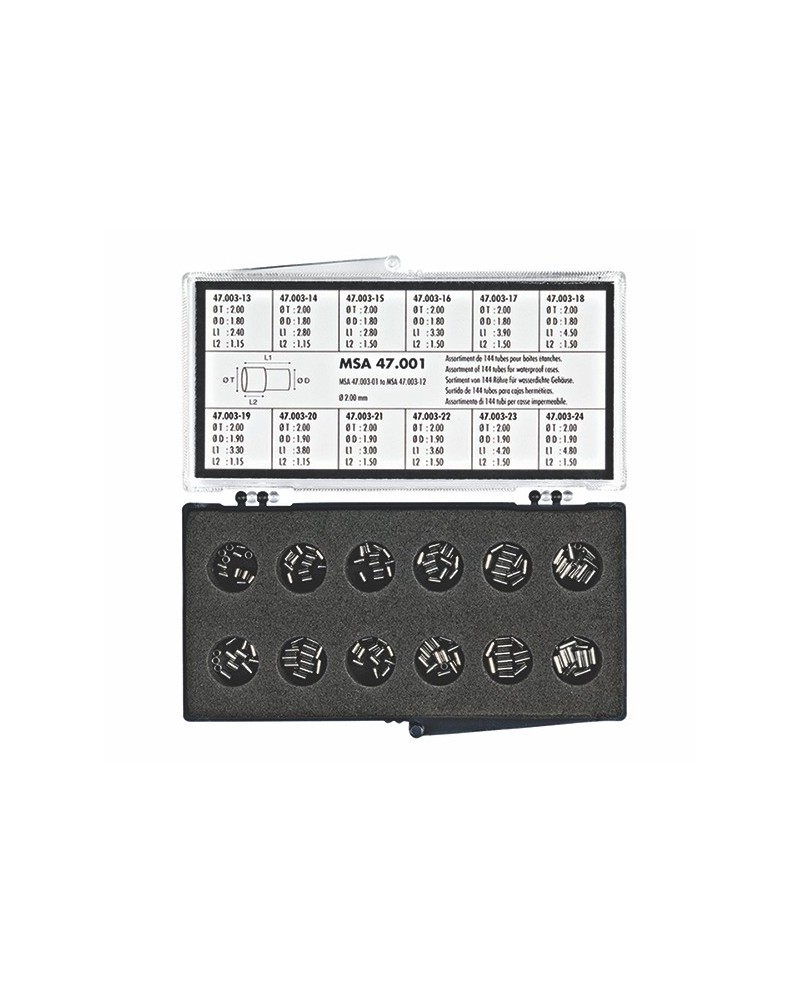 HOROTEC 47.001 - Assortiment de tubes inox pour boîtes étanches Ø 2,00 mm
