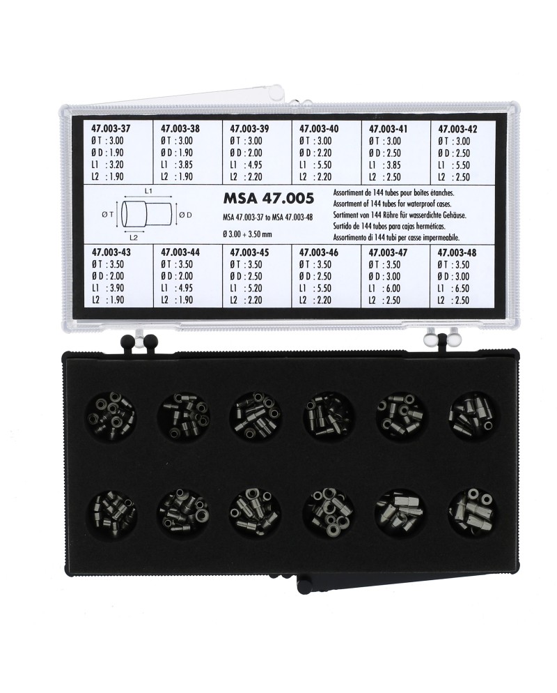 HOROTEC 47.005 - Assortiment de tubes inox pour boîtes étanches Ø 3,00 et 3,50 mm